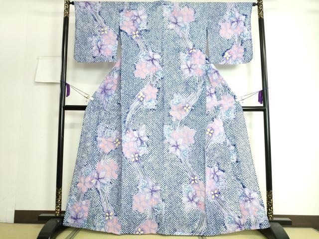 平和屋着物∴極上 夏物 浴衣 有松鳴海絞り 草花文 綿 逸品 DZAA20160kh5