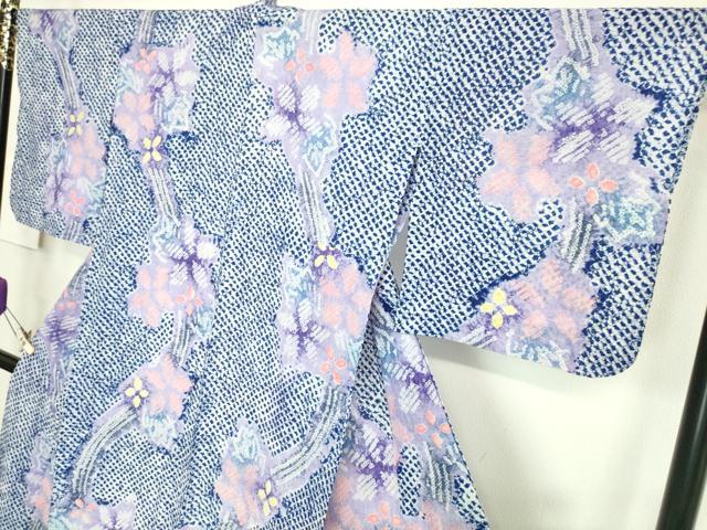 平和屋着物∴極上 夏物 浴衣 有松鳴海絞り 草花文 綿 逸品 DZAA20160kh5