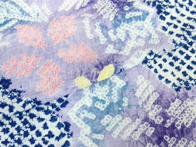 平和屋着物∴極上 夏物 浴衣 有松鳴海絞り 草花文 綿 逸品 DZAA20160kh5