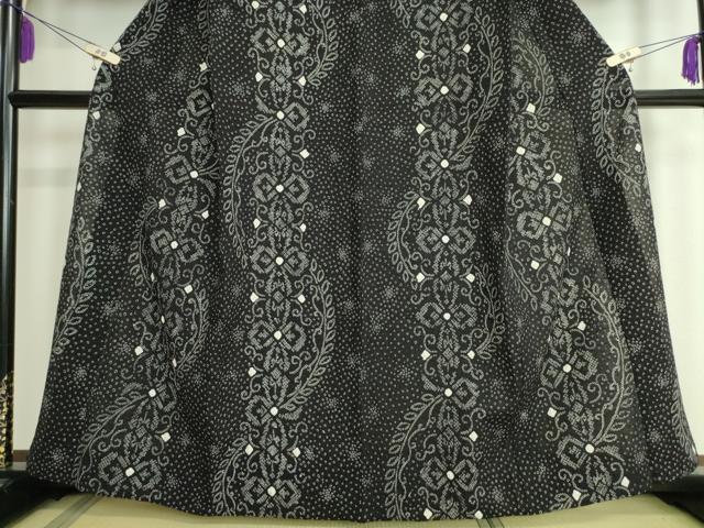 平和屋本店■極上　夏物　浴衣　有松鳴海絞り　花唐草間道　黒地　綿　逸品　未使用　DZAA20161kh5