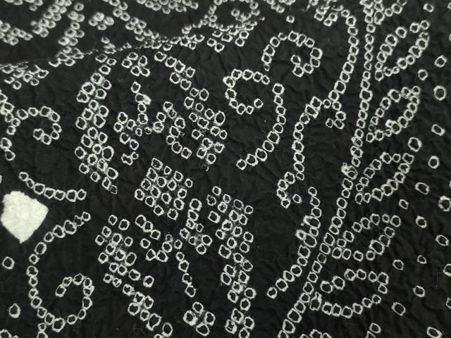 平和屋本店■極上　夏物　浴衣　有松鳴海絞り　花唐草間道　黒地　綿　逸品　未使用　DZAA20161kh5