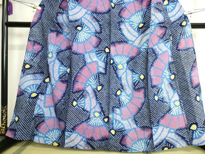 平和屋着物∴極上 夏物 浴衣 有松鳴海絞り 舞扇文 綿 逸品 DZAA20163kh5