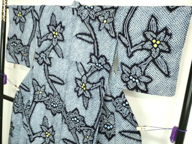 平和屋着物∴極上 夏物 浴衣 有松鳴海絞り 草花文 綿 逸品 DZAA20166kh5