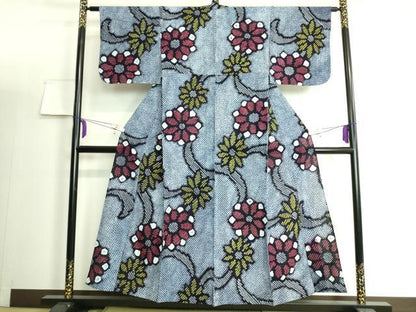 平和屋着物∴極上 夏物 浴衣 有松鳴海絞り 舞花文 綿 逸品 DZAA20168kh5
