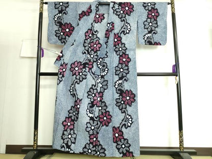 平和屋着物∴極上 夏物 浴衣 有松鳴海絞り 花唐草文 綿 逸品 DZAA20169kh5