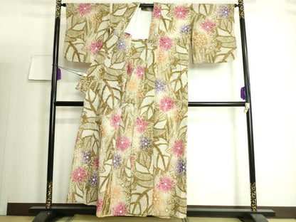 平和屋着物∴極上 夏物 浴衣 有松鳴海絞り 草花文 暈し染め 綿 逸品 DZAA20170kh5