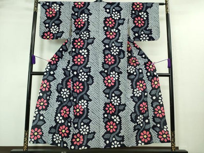 平和屋着物∴極上 夏物 浴衣 有松鳴海絞り 舞花文 綿 逸品 DZAA20171kh5