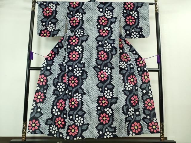 平和屋着物∴極上 夏物 浴衣 有松鳴海絞り 舞花文 綿 逸品 DZAA20171kh5