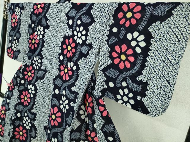 平和屋着物∴極上 夏物 浴衣 有松鳴海絞り 舞花文 綿 逸品 DZAA20171kh5