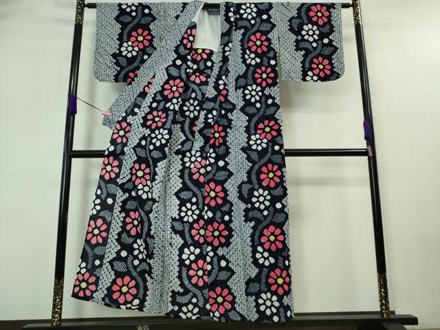 平和屋着物∴極上 夏物 浴衣 有松鳴海絞り 舞花文 綿 逸品 DZAA20171kh5