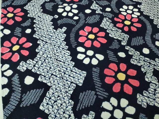 平和屋着物∴極上 夏物 浴衣 有松鳴海絞り 舞花文 綿 逸品 DZAA20171kh5