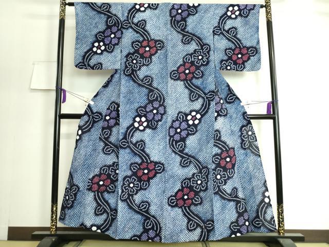 平和屋着物∴極上　夏物　浴衣　有松鳴海絞り　草花文　綿　逸品　DZAA20172kh5