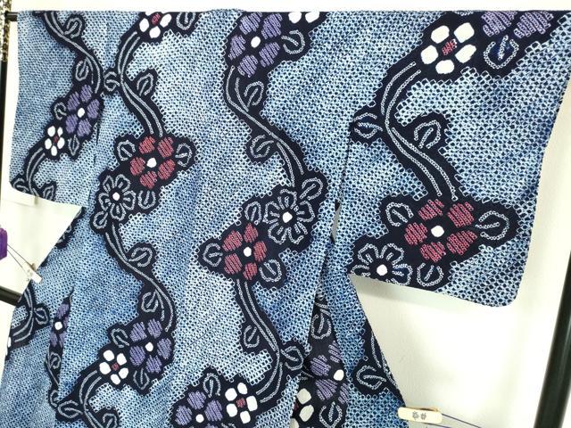 平和屋着物∴極上　夏物　浴衣　有松鳴海絞り　草花文　綿　逸品　DZAA20172kh5
