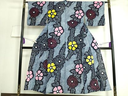 平和屋着物∴極上 夏物 浴衣 有松鳴海絞り 草花文 綿 逸品 DZAA20173kh5