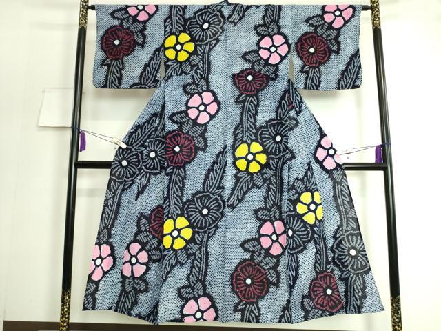 平和屋着物∴極上 夏物 浴衣 有松鳴海絞り 草花文 綿 逸品 DZAA20173kh5