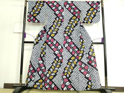 平和屋着物∴極上 夏物 浴衣 有松鳴海絞り 草葉文 綿 逸品 DZAA20176kh5