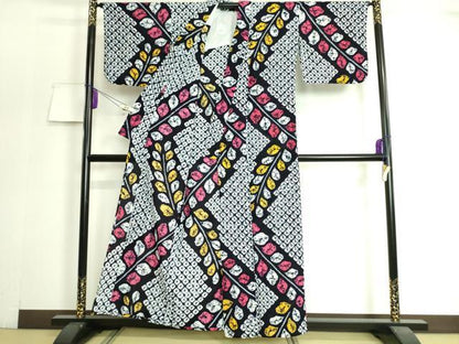 平和屋着物∴極上 夏物 浴衣 有松鳴海絞り 草葉文 綿 逸品 DZAA20176kh5