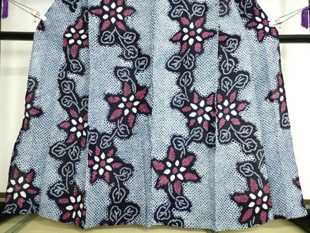平和屋着物∴極上 夏物 浴衣 有松鳴海絞り 草花文 綿 逸品 DZAA20178kh5