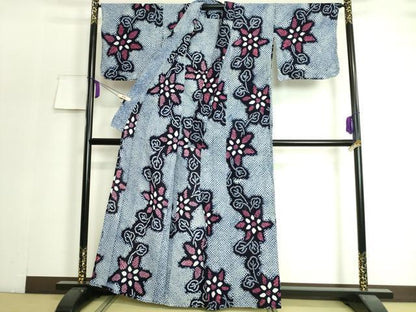 平和屋着物∴極上 夏物 浴衣 有松鳴海絞り 草花文 綿 逸品 DZAA20178kh5