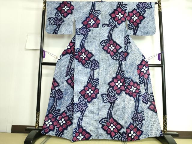 平和屋着物∴極上 夏物 浴衣 有松鳴海絞り 草花文 綿 逸品 DZAA20179kh5