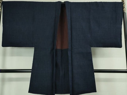 平和屋本店■極上　男性　浦野理一　経節紬　長羽織　濃紺地　逸品　DZAA2017kh4 - 平和屋
