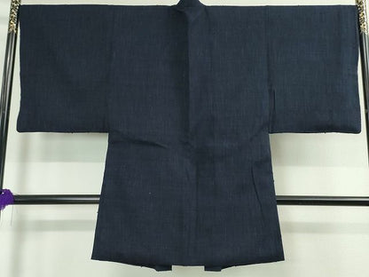 平和屋本店■極上　男性　浦野理一　経節紬　長羽織　濃紺地　逸品　DZAA2017kh4 - 平和屋