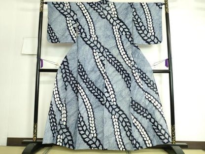 平和屋着物∴極上 夏物 浴衣 有松鳴海絞り 草葉文 綿 逸品 DZAA20180kh5