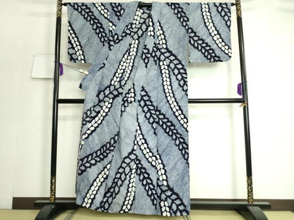 平和屋着物∴極上 夏物 浴衣 有松鳴海絞り 草葉文 綿 逸品 DZAA20180kh5