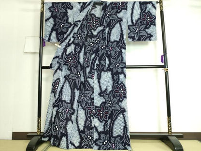 平和屋着物∴極上 夏物 浴衣 有松鳴海絞り 草花文 綿 逸品 DZAA20182kh5