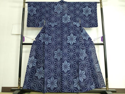 平和屋本店■極上　夏物　浴衣　有松鳴海絞り　麻の葉文様　綿　逸品　未使用　DZAA20183kh5