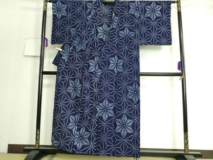 平和屋本店■極上　夏物　浴衣　有松鳴海絞り　麻の葉文様　綿　逸品　未使用　DZAA20183kh5