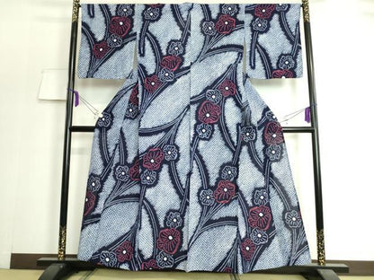 平和屋着物∴極上 夏物 浴衣 有松鳴海絞り 草花文 綿 逸品 DZAA20184kh5