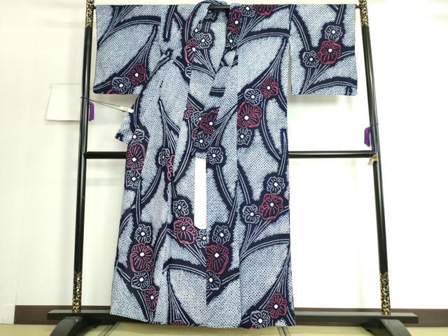 平和屋着物∴極上 夏物 浴衣 有松鳴海絞り 草花文 綿 逸品 DZAA20184kh5