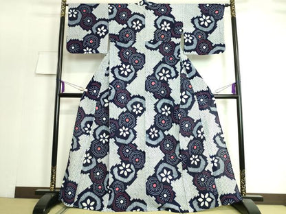 平和屋着物∴極上 夏物 浴衣 有松鳴海絞り 舞花文 綿 逸品 DZAA20185kh5