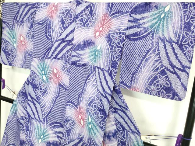 平和屋本店■極上　夏物　浴衣　有松鳴海絞り　草花文　綿　逸品　DZAA20186kh5