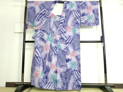 平和屋本店■極上　夏物　浴衣　有松鳴海絞り　草花文　綿　逸品　DZAA20186kh5
