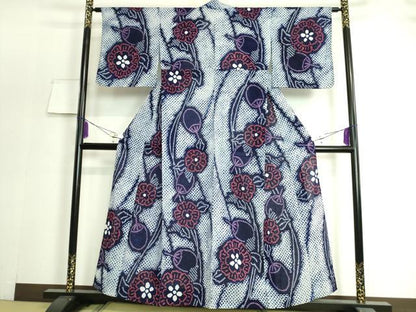 平和屋着物∴極上 夏物 浴衣 有松鳴海絞り 団扇 うちわ 舞花 綿 逸品 未使用 DZAA20187kh5
