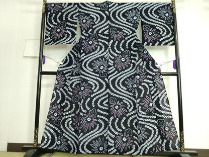 平和屋着物∴極上 夏物 浴衣 有松鳴海絞り 流水花文 綿 逸品 DZAA20188kh5