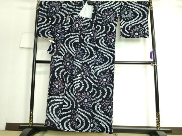 平和屋着物∴極上 夏物 浴衣 有松鳴海絞り 流水花文 綿 逸品 DZAA20188kh5