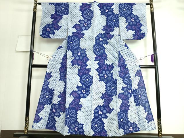 平和屋着物∴極上 夏物 浴衣 有松鳴海絞り 舞花文 綿 逸品 DZAA20189kh5