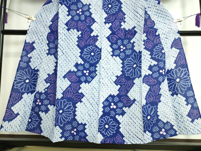 平和屋着物∴極上 夏物 浴衣 有松鳴海絞り 舞花文 綿 逸品 DZAA20189kh5