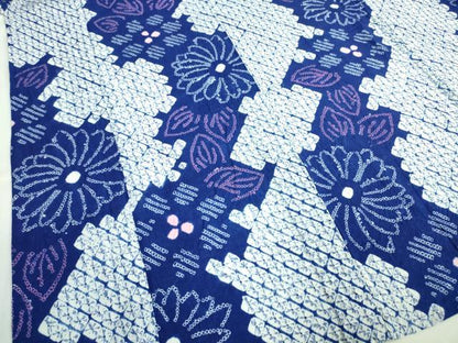 平和屋着物∴極上 夏物 浴衣 有松鳴海絞り 舞花文 綿 逸品 DZAA20189kh5