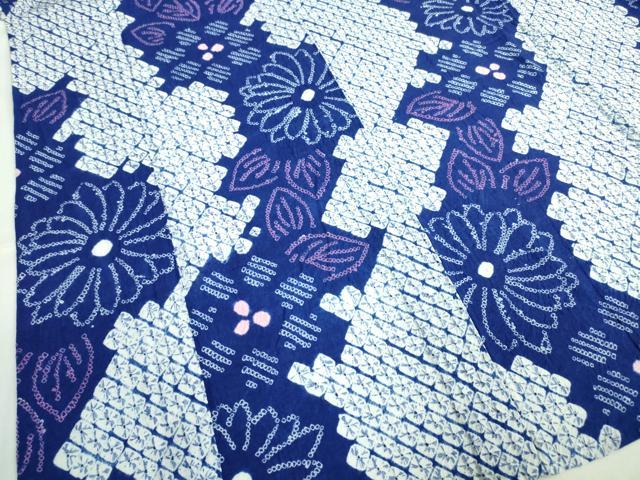 平和屋着物∴極上 夏物 浴衣 有松鳴海絞り 舞花文 綿 逸品 DZAA20189kh5