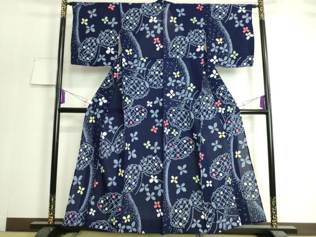 平和屋着物∴極上 夏物 浴衣 有松鳴海絞り 舞蝶花文 綿 逸品 DZAA20190kh5