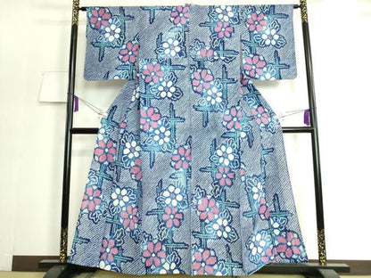 平和屋着物∴極上 夏物 浴衣 有松鳴海絞り 草花文 綿 逸品 DZAA20191kh5