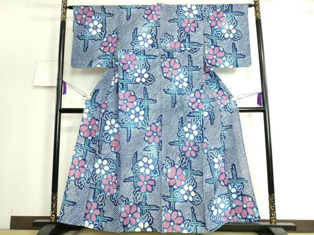 平和屋着物∴極上 夏物 浴衣 有松鳴海絞り 草花文 綿 逸品 DZAA20191kh5