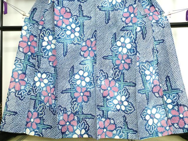 平和屋着物∴極上 夏物 浴衣 有松鳴海絞り 草花文 綿 逸品 DZAA20191kh5