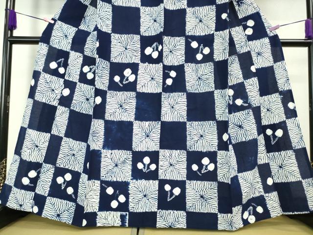 平和屋本店■極上　夏物　浴衣　有松鳴海絞り　綿絽　市松　草葉文　逸品　DZAA20197kh5
