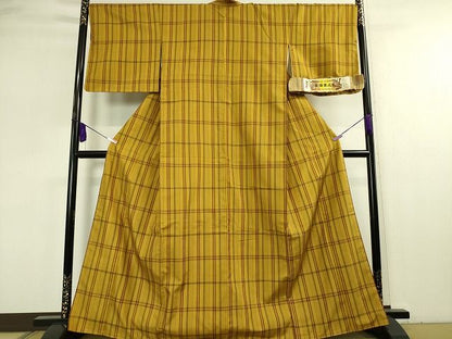 平和屋本店■希少　本場黄八丈　綾織　紬　足高貴　西條謹一　山下みつ子作　証紙付き　逸品　未使用　DZAA2020kh4 - 平和屋