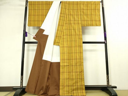 平和屋本店■希少　本場黄八丈　綾織　紬　足高貴　西條謹一　山下みつ子作　証紙付き　逸品　未使用　DZAA2020kh4 - 平和屋